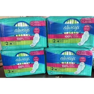 Always Pads Size 2 Ultra Thin 20 Count Long Super Lot Of 4 (80 Pads)
